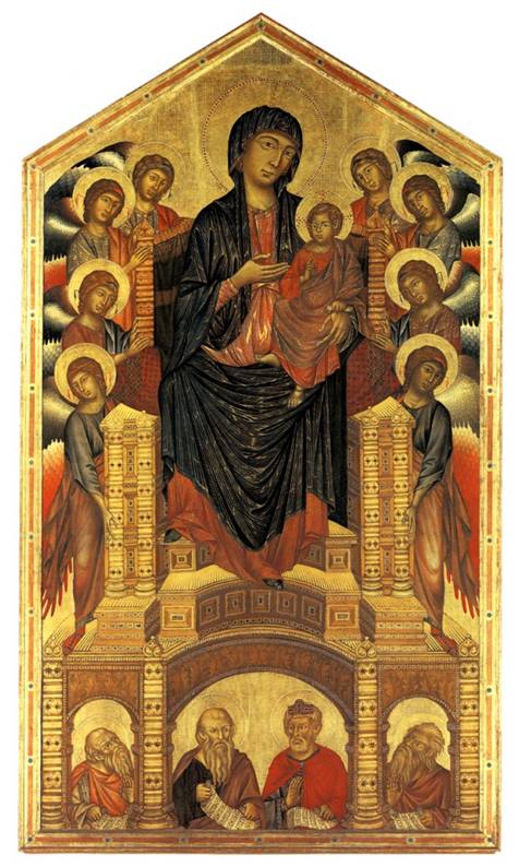 cimabue madonna enthroned with angels. Title: Enthroned Madonna and