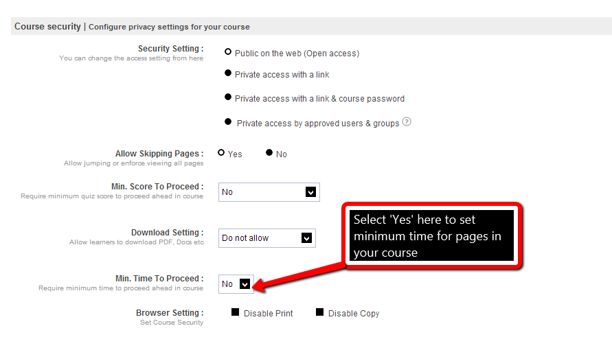 Configure Privacy Setting for your Course