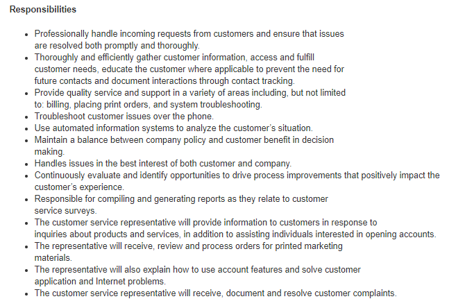 Customer Service Job Description How To Write One Templates 