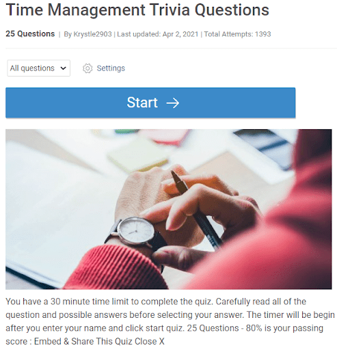 Time Management Quiz