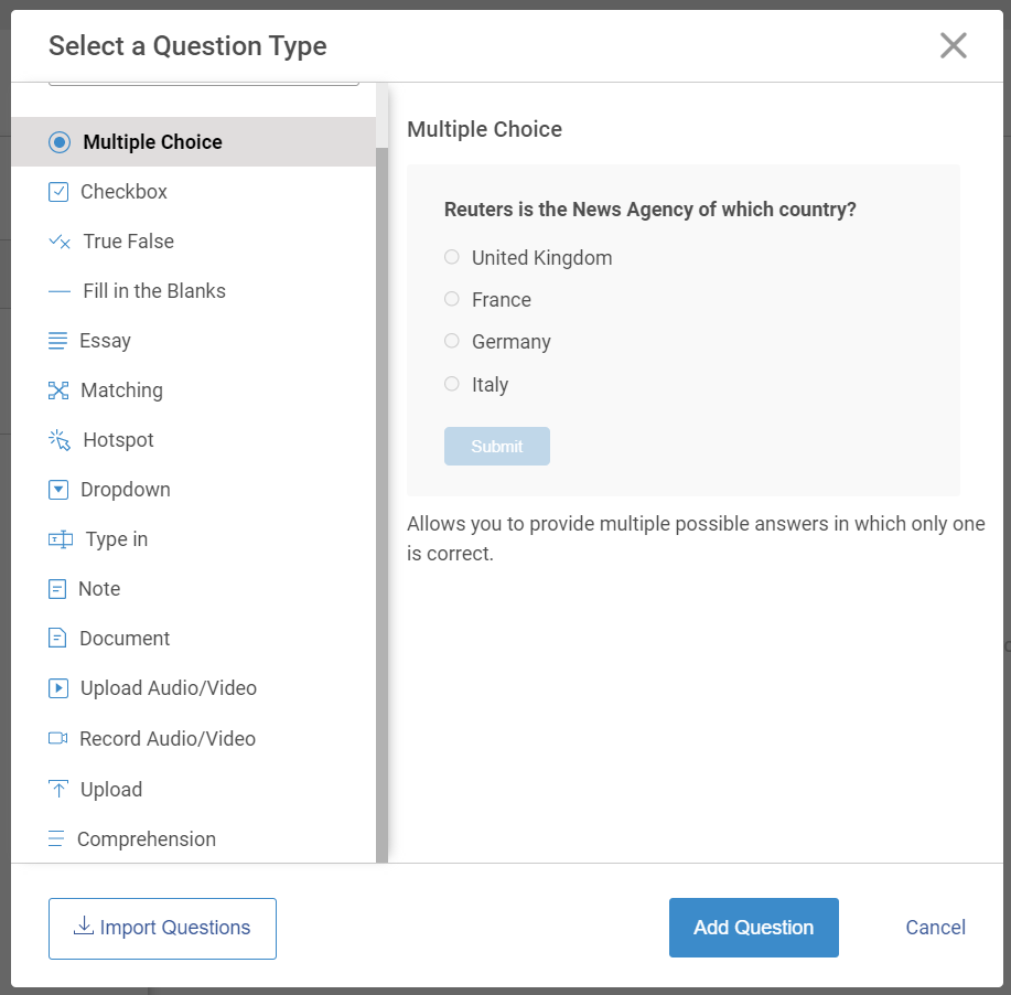 10 question types