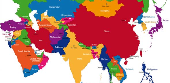 east asia political map with capitals