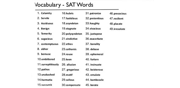 SAT Vocabulary Quiz 1 Trivia Questions