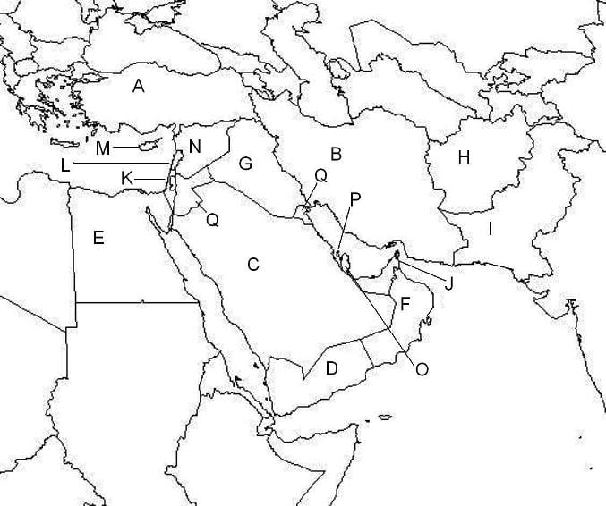 blank maps of southwest asia